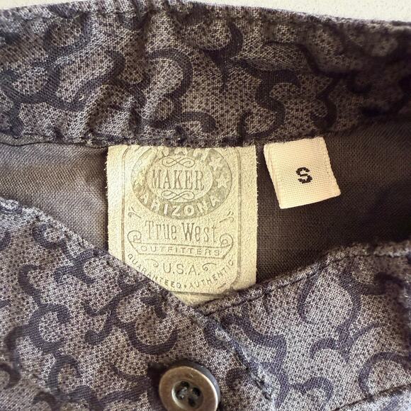Wah Maker True West Outfitters USA Made Frontier Gray‎ Cotton Prairie Blouse S - Picture 4 of 8